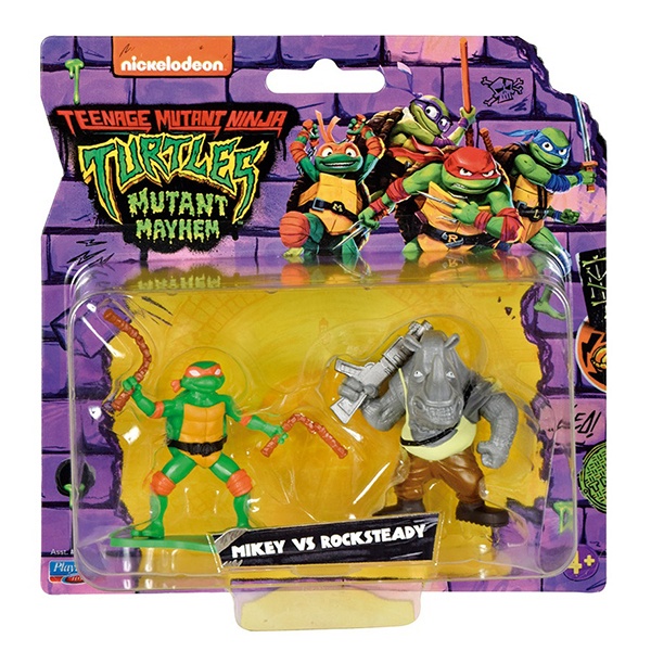 Tartarugas Ninja Pack 2 Figuras Mikey vs Rocksteady - Imagem 1
