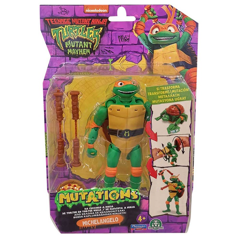 Tortuga Ninja Figura Michaelangelo Transformable Acción 15cm