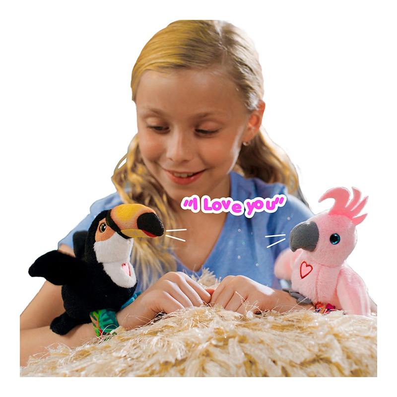 Peluche Pássaro Interativo Happy Yappers - Papagaio rosa - Imagem 1