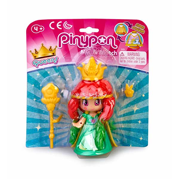 Pinypon Figura Queen Vestido Verde - Imagem 1