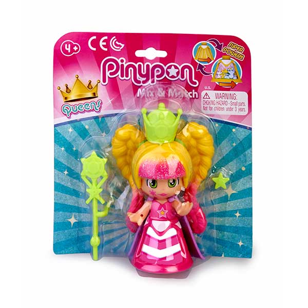 Pinypon Figura Queen Vestido Rosa - Imagem 1