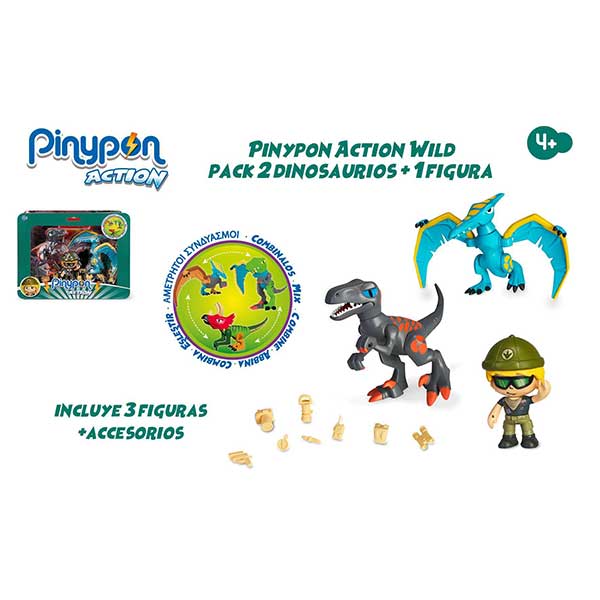 Pinypon Action Wild Pack 2 Dinosaurios y Figura - Imatge 5