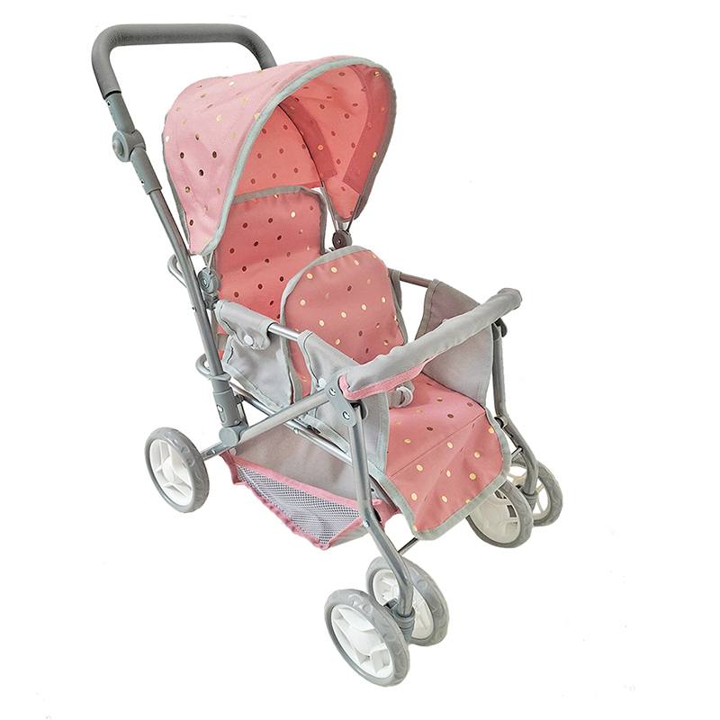 Carrinho Gémeo de Bonecas Rosa