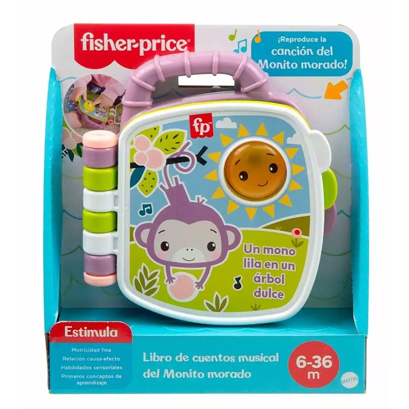 Fisher Price Livro de histórias musical do macaco roxo