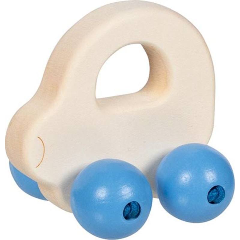 Coche de Madera con Ruedas Azules