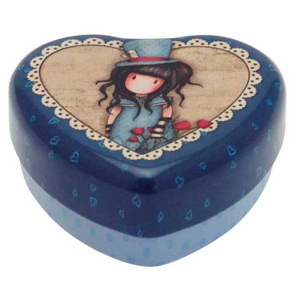 Gorjuss Caixa de Coração de Metal Azul - Imagem 1