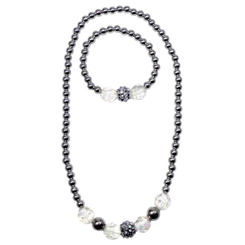 Conjunto Colar e Pulseira Cinza