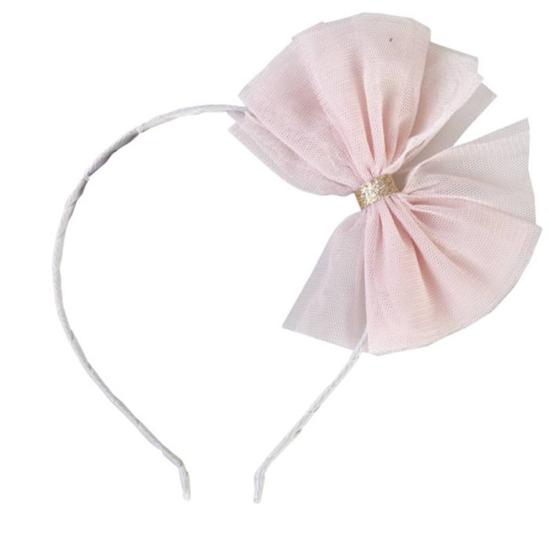 Tiara com Laço Rosa