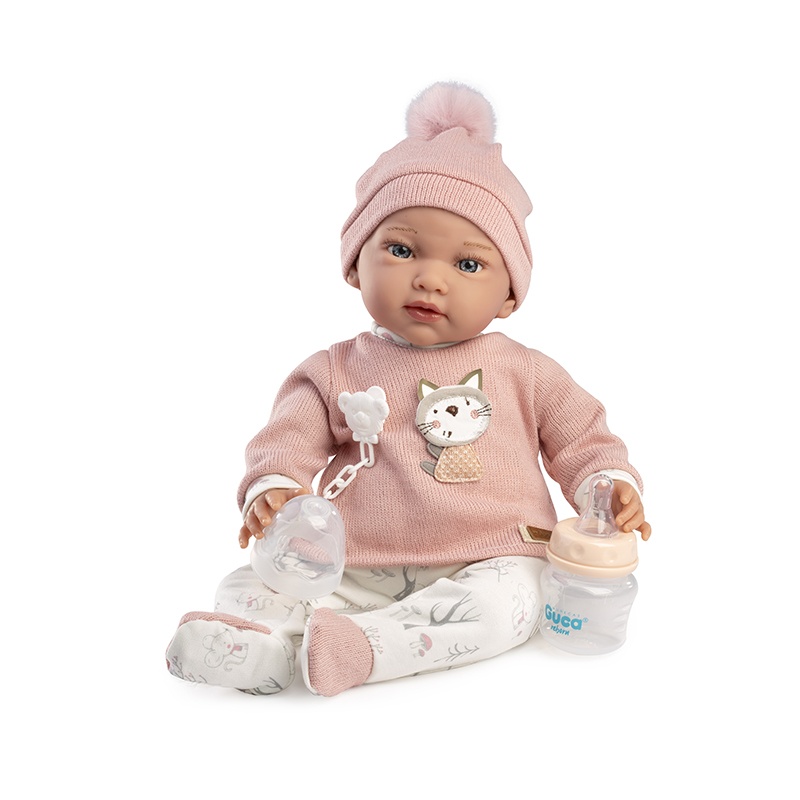 GUCA 10301 - Muñeca Con Peso Ada con pantalón de punto beig