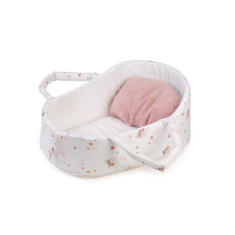 GUCA 4130 - Capazo para Reborn Rosa y Blanco 42-46cm