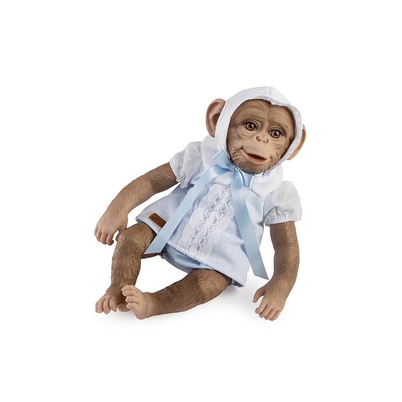 Guca Muñeco Mono Reborn cuerpo de tela - Vestido Azul 32cm