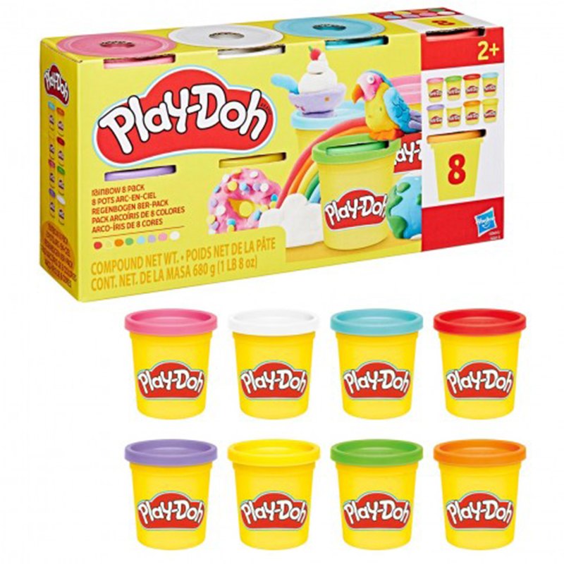 Play-Doh Pack 8 Frascos de plasticina Cores Arco-Íris