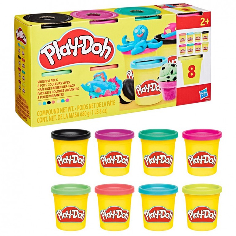 Play-Doh Pack 8 Frascos de Plasticina Cores Vivas