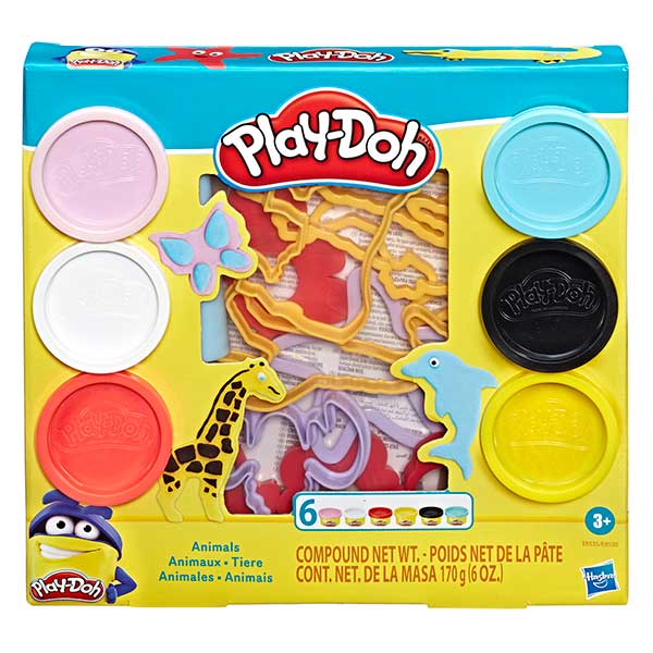 Play-Doh Pack 6 Potes Plasticina e Moldes de Animais - Imagem 1