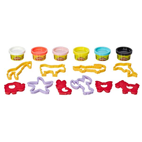 Play-Doh Pack 6 Potes Plasticina e Moldes de Animais - Imagem 1