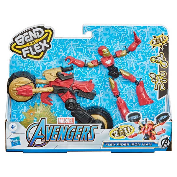 Avengers Bend Flex Figura Iron Man y Moto - Imagen 1