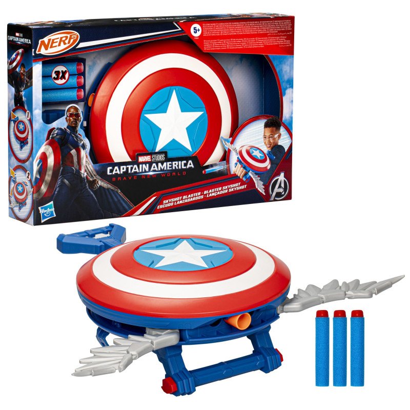Marvel Capitán America Nerf Escudo Lanzadardos