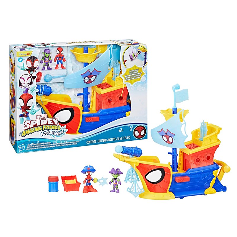 Spidey Water-Webs Barco Pirata con Telarañas y Burbujas