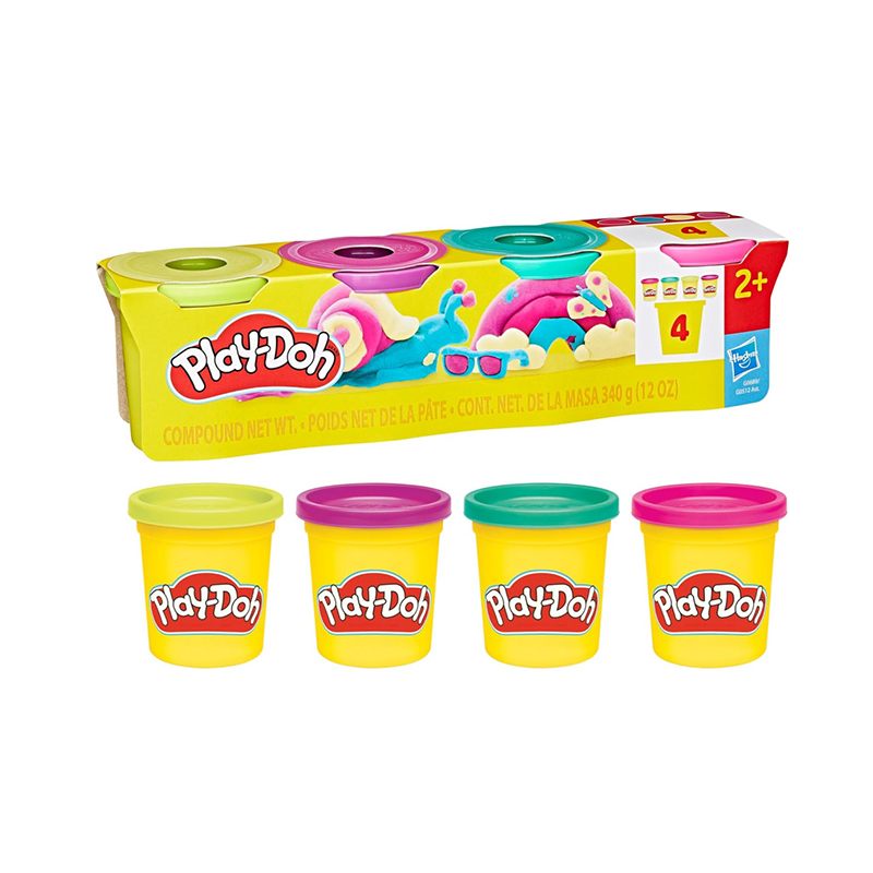 Play-Doh Pack 4 Frascos de Plasticina Cores Vivas