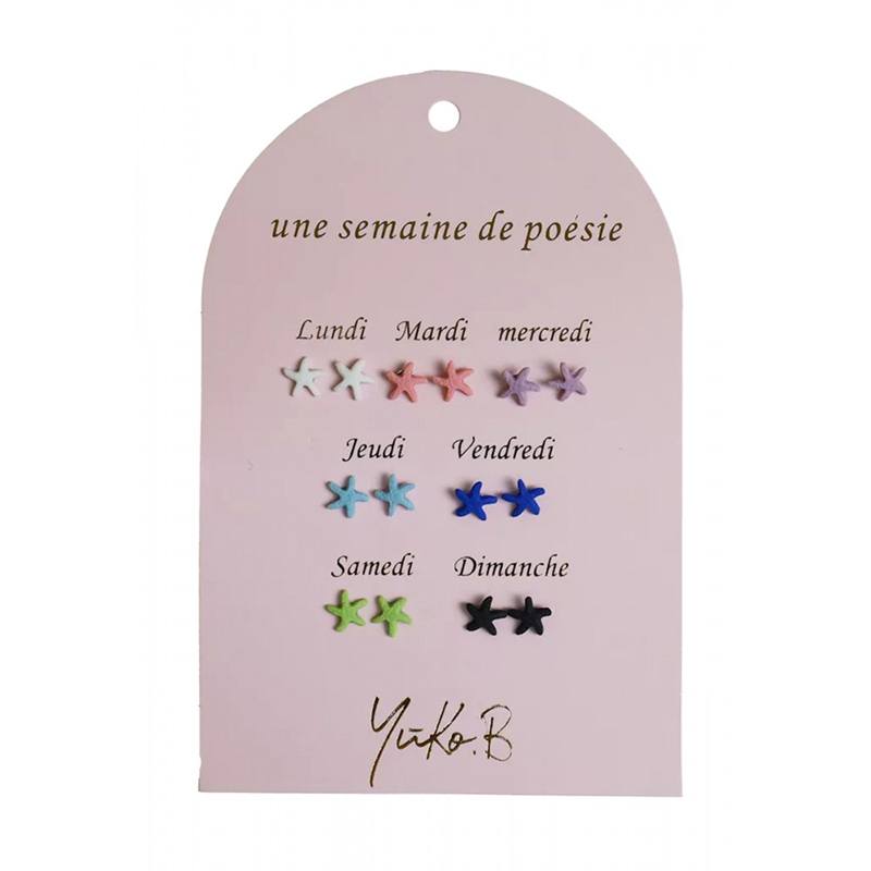 Conjunto de 7 Pares de Brincos Cerâmica Estrelas