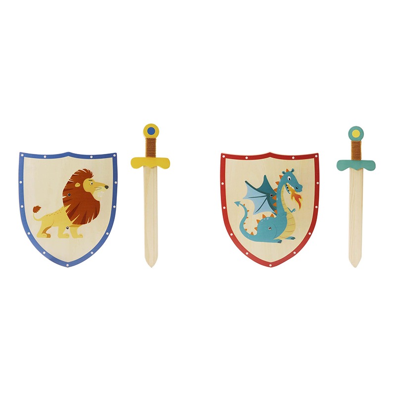 Conjunto Espada e Escudo de Madeira 33cm