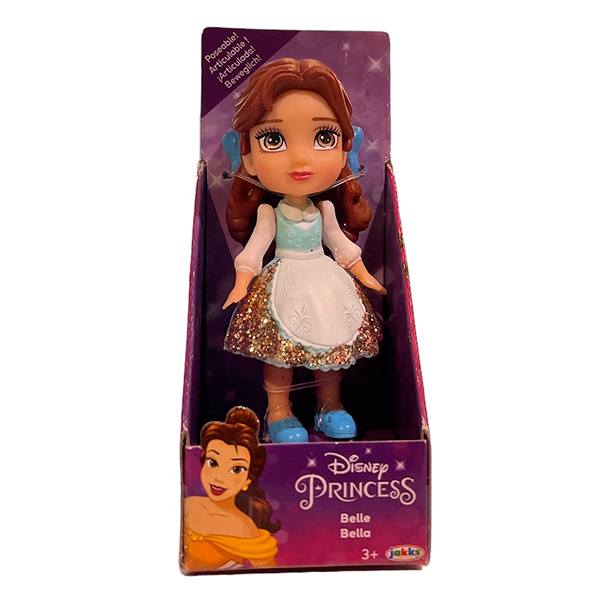 Disney Mini Princesa Bella Vestido Branco Glitter 7 cm - Imagem 1