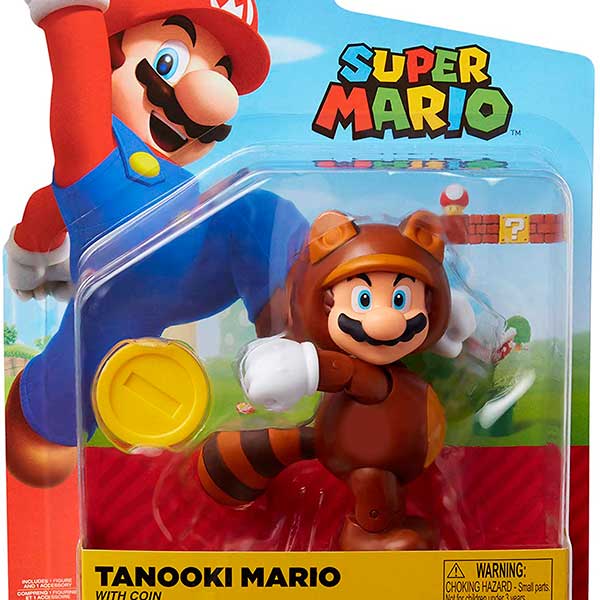 Super Mario Figura Tanooki Mario 10cm - Imagem 1