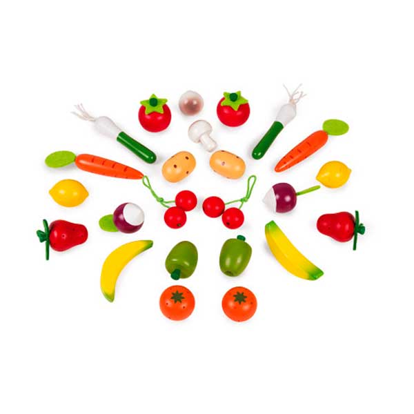 Janod Cesta 24 Frutas y Verduras Madera - Imagen 1