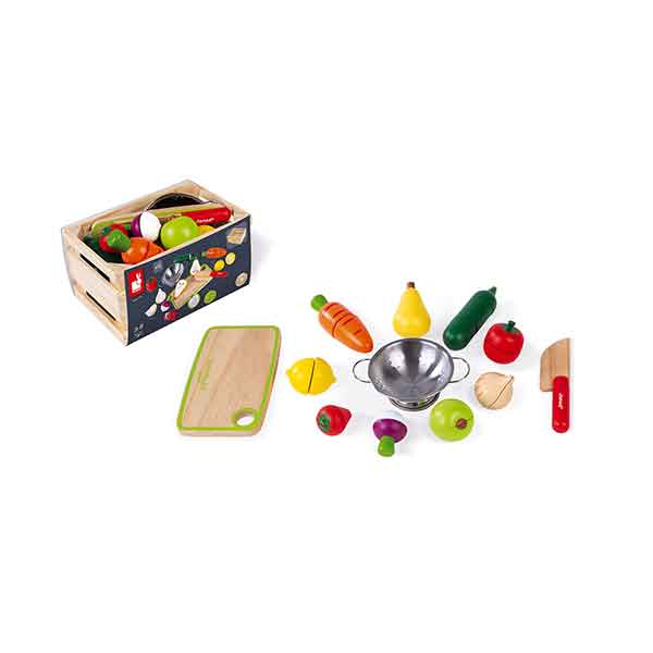 Janod Set Frutas y Verduras Madera y Velcro - Imagen 1