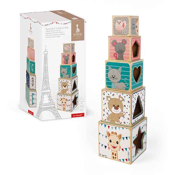 Janod Pirámide De 5 Cubos De Madera Sophie La Girafe - Imatge 2