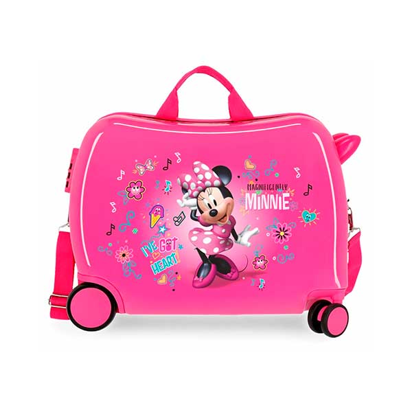 Minnie Maleta Infantil 4 rodas Stickers Rosa - Imagem 1