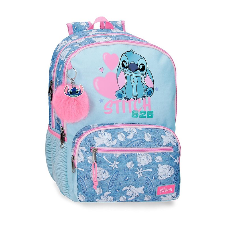 Stitch Mochila Adaptable Stitch Hearts 2 Cremalleras 44cm
