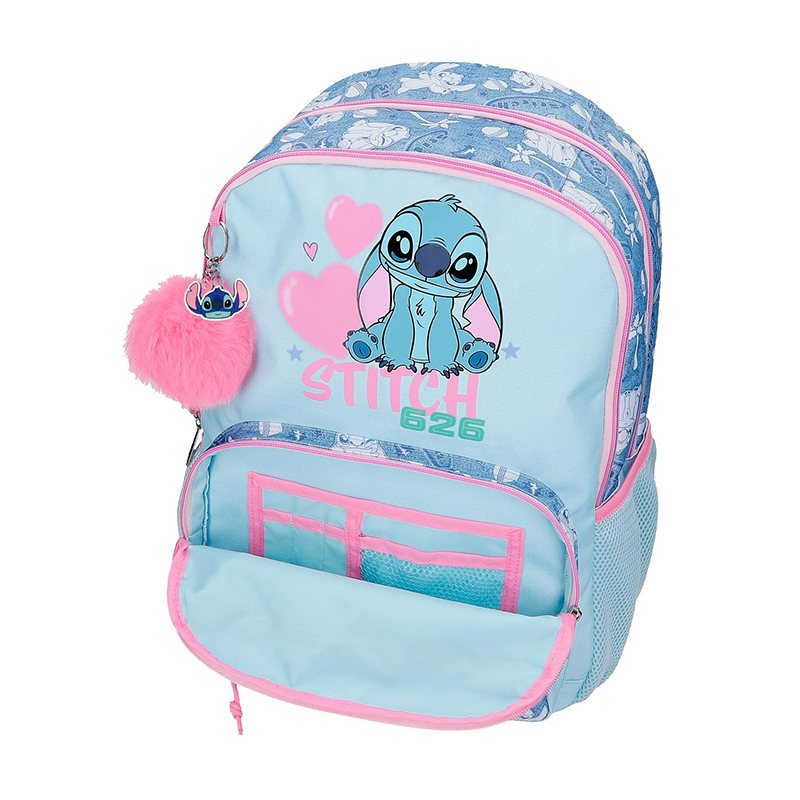 Stitch Mochila Adaptable Stitch Hearts 2 Cremalleras 44cm - Imagen 4
