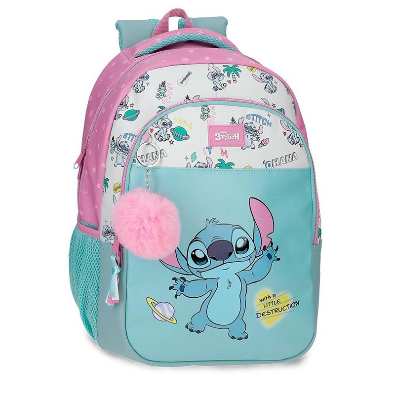 Stitch Mochila Escolar Doble Little Destruction Adaptable a Carro 42cm