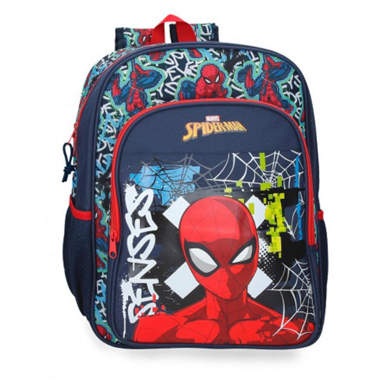 Spiderman Mochial escolar infantil Graffity Adaptable a Carro 40cm