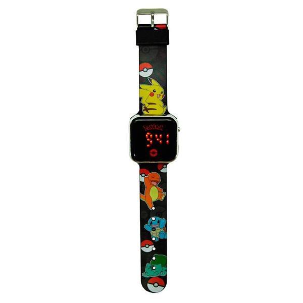 Relógio Infantil LED Pokémon pulseira preta - Imagem 1