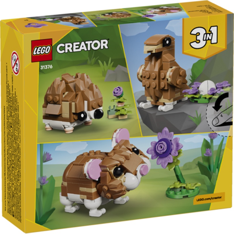 Lego Creator 31376 - 3em1 Fofo Hamster com Flor - Imagem 1