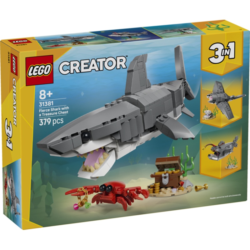 Lego Creator 31381 - 3em1 Tubarão Feroz com Baú do Tesouro