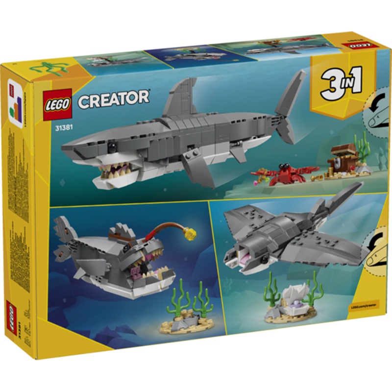 Lego Creator 31381 - 3em1 Tubarão Feroz com Baú do Tesouro - Imagem 1