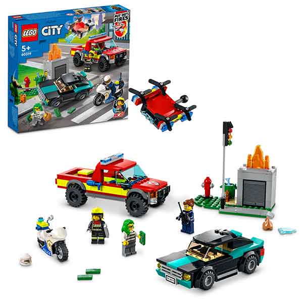 Lego City 60319 Rescate de Bomberos y Persecución Policial - Imatge 1
