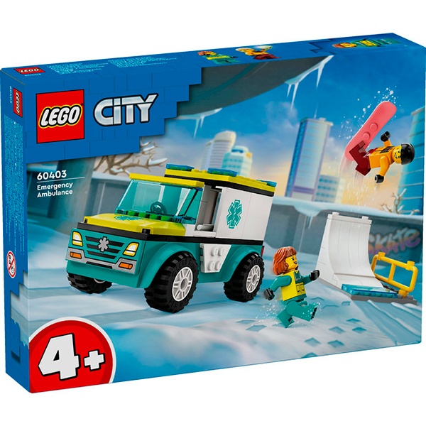60403 Lego City - Ambulancia de Emergenciasy Chico con Snowboard - Imagen 1