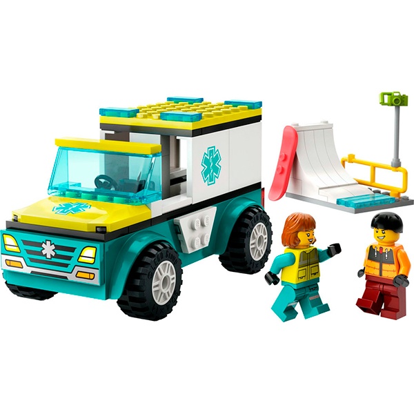 60403 Lego City - Ambulancia de Emergenciasy Chico con Snowboard - Imatge 2