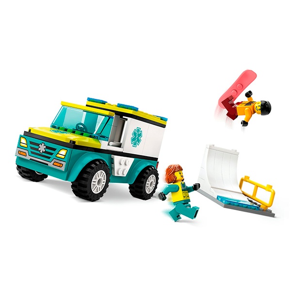 60403 Lego City - Ambulancia de Emergenciasy Chico con Snowboard - Imatge 3