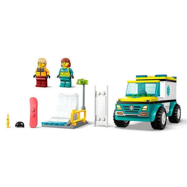 60403 Lego City - Ambulancia de Emergenciasy Chico con Snowboard - Imatge 4