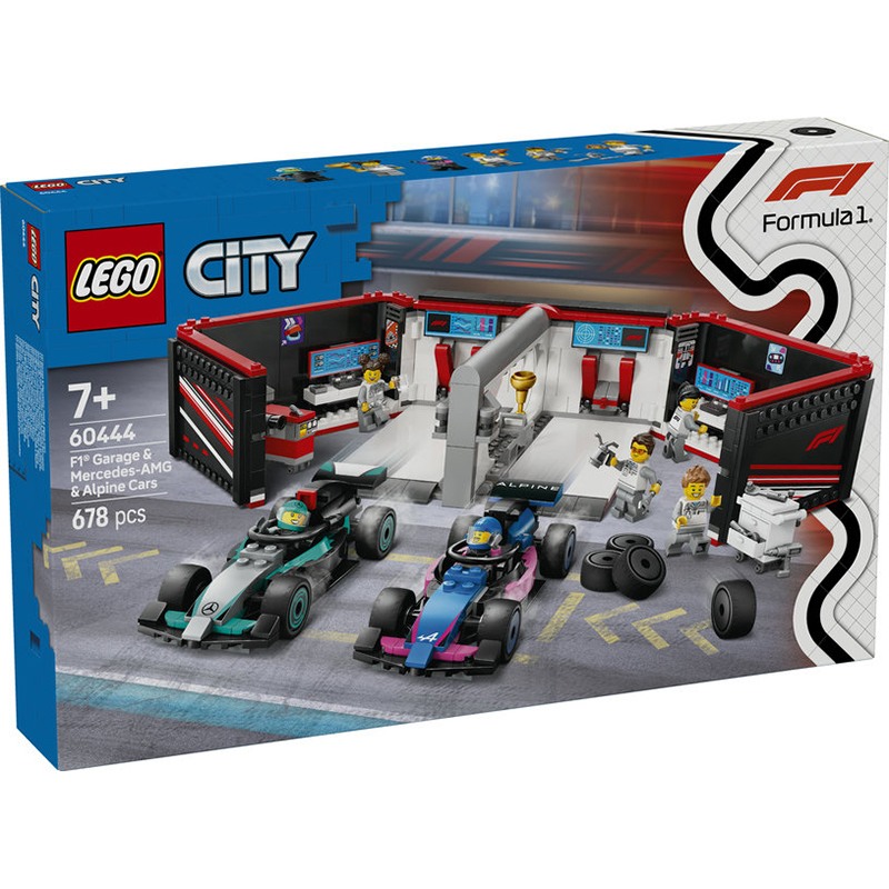 Lego City 60444 - Garagem de F1 com automóveis Mercedes-AMG e Alpine