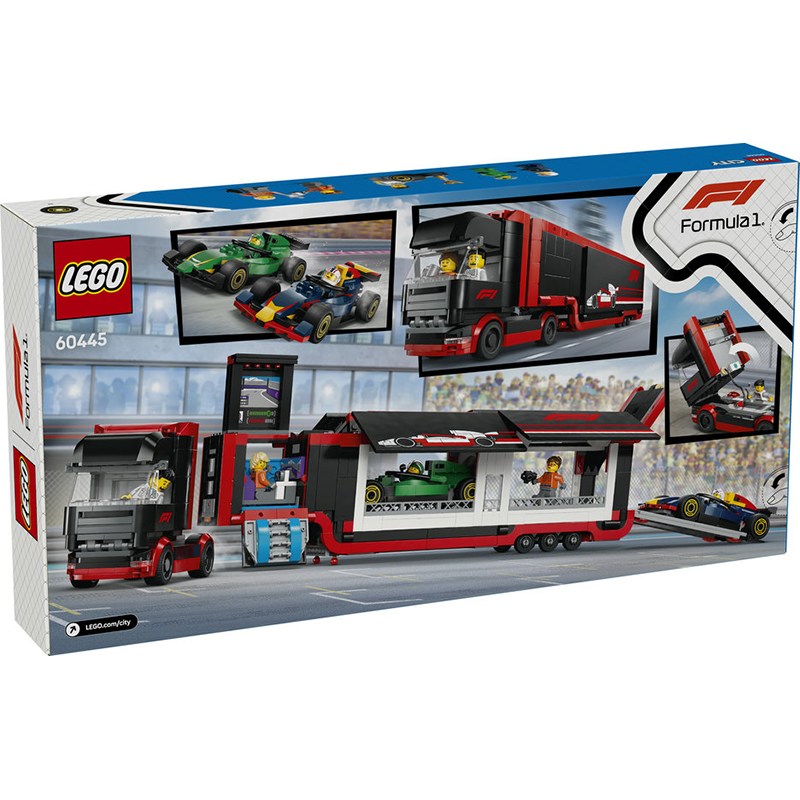 Lego City 60445 - Camião de F1 com carros de F1 RB20 e AMR24 - Imagem 1
