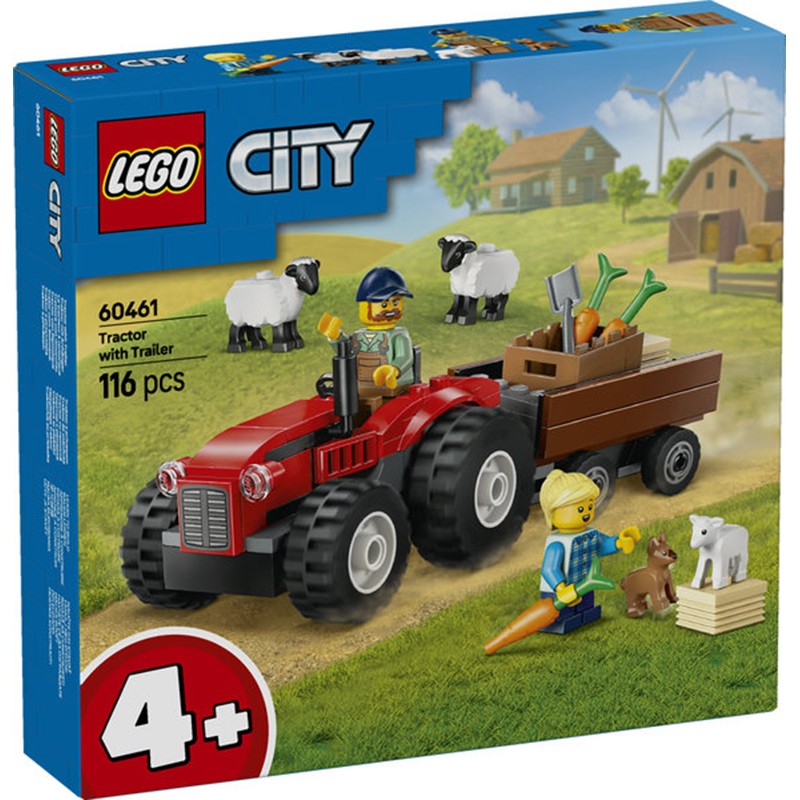 Lego City 60461 - Trator vermelho com reboque e ovelhas