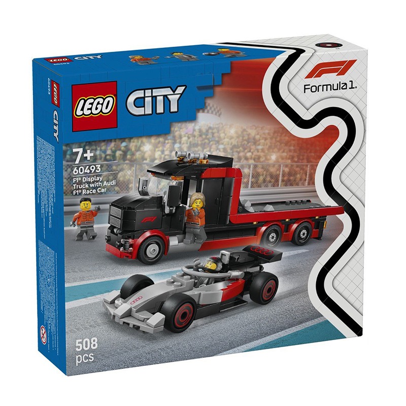 Lego City 60493 - Caminhão de Exposição de F1 com Carro de Corrida Audi F1