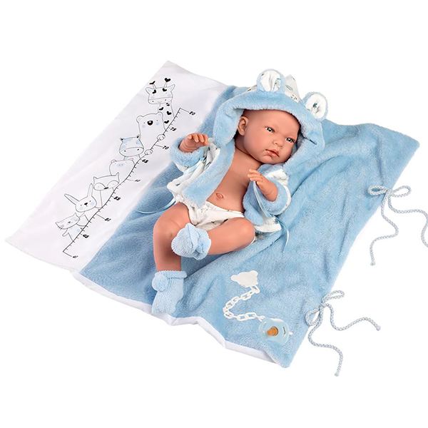 Boneco Nico Newborn Toalha Azul 40cm - Imagem 2