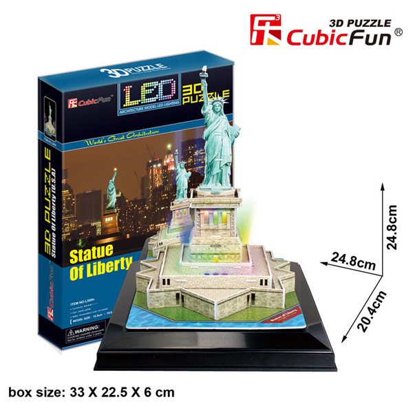 Puzzle 3D Led Estatua Llibertat 37p Cubic Fun - Imatge 1